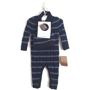 Tommy Bahama Kids Baby 6-9M Blue Navy Sweater Knit Jumper Romper Hat Set NWT